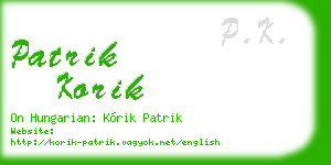 patrik korik business card